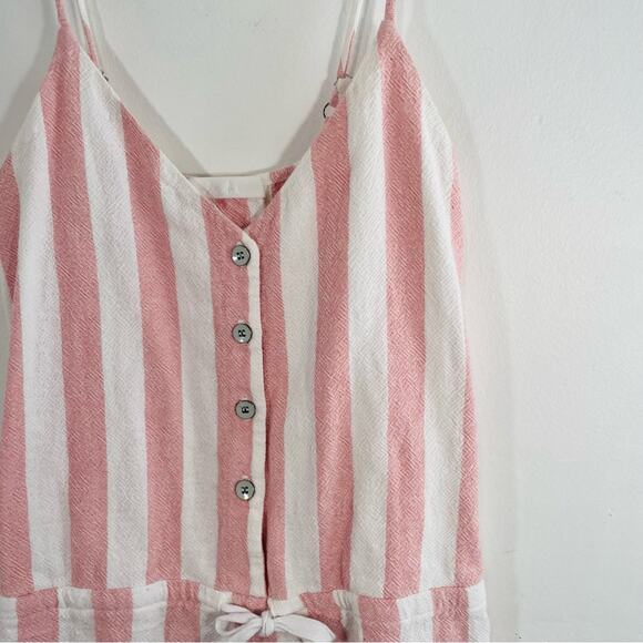 LVHR Taylor Pink White Stripe Button Front Waist Tie Romper XS - Picture 4 of 13